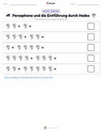 Persephone und die Entführung durch Hades druckbare Arbeitsblatt Vorschau
