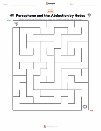 Persephone and the Abduction by Hades printable worksheet preview