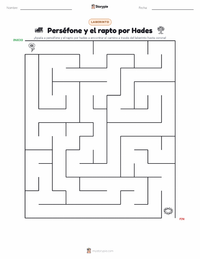 Vista previa de la hoja de trabajo imprimible de Perséfone y el Rapto de Hades