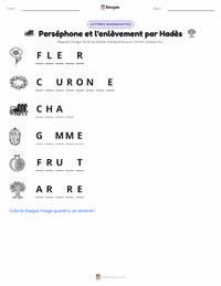 Aperçu de la feuille de travail imprimable Perséphone et l'Enlèvement par Hadès