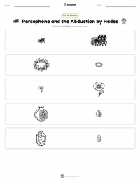 Persephone and the Abduction by Hades printable worksheet preview
