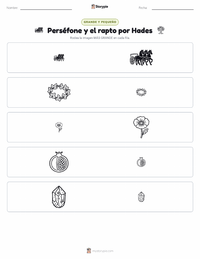 Vista previa de la hoja de trabajo imprimible de Perséfone y el Rapto de Hades
