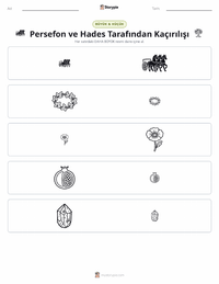 Persephone ve Hades Tarafından Kaçırılışı yazdırılabilir çalışma sayfası önizlemesi
