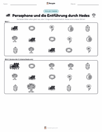 Persephone und die Entführung durch Hades druckbare Arbeitsblatt Vorschau