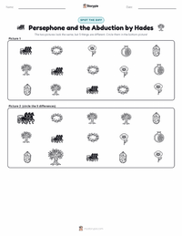 Persephone and the Abduction by Hades printable worksheet preview