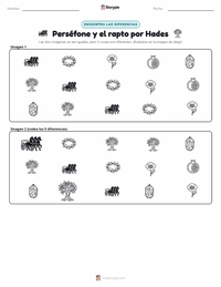 Vista previa de la hoja de trabajo imprimible de Perséfone y el Rapto de Hades