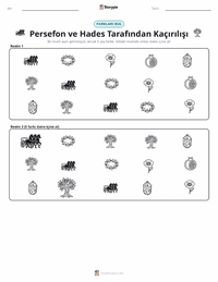 Persephone ve Hades Tarafından Kaçırılışı yazdırılabilir çalışma sayfası önizlemesi