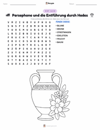 Persephone und die Entführung durch Hades druckbare Arbeitsblatt Vorschau