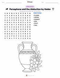 Persephone and the Abduction by Hades printable worksheet preview