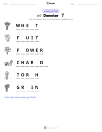 Demeter printable worksheet preview