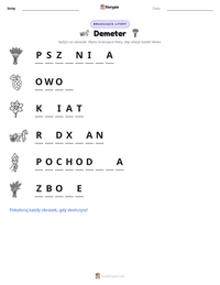 Podgląd drukowalnego arkusza ćwiczeń Demeter