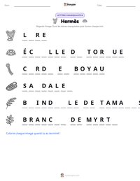 Aperçu de la feuille de travail imprimable Hermès