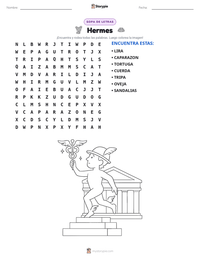 Vista previa de la hoja de trabajo imprimible de Hermes