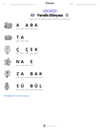 Yeraltı Dünyası yazdırılabilir çalışma sayfası önizlemesi