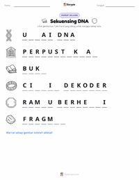 Prabaca lembar kerja cetak Pengurutan DNA