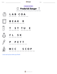 Frederick Sanger printable worksheet preview