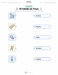 Hoja de trabajo imprimible de El Caballo de Troya para niños