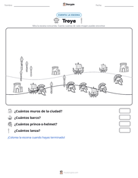 Vista previa de la hoja de trabajo imprimible de Troya