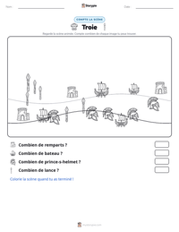 Aperçu de la feuille de travail imprimable Troie