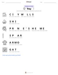 Troy printable worksheet preview