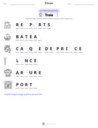 Aperçu de la feuille de travail imprimable Troie