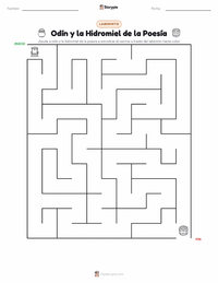 Vista previa de la hoja de trabajo imprimible de Odín y el aguamiel de la poesía