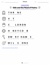 Odin and the Mead of Poetry printable worksheet preview