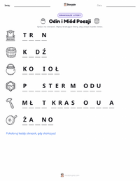 Podgląd drukowalnego arkusza ćwiczeń Odyn i Miód Poezji