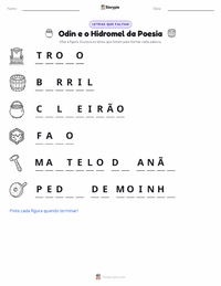 Prévia da folha de atividades imprimível Odin e o Hidromel da Poesia