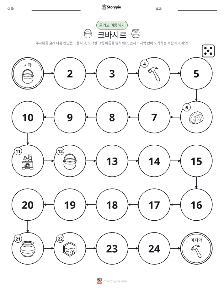 주사위 굴리고 이동하기 게임