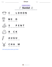 Gunnlod printable worksheet preview