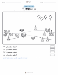 Vista previa de la hoja de trabajo imprimible de Drones
