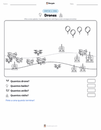 Prévia da folha de atividades imprimível Drones