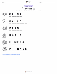 Drones printable worksheet preview