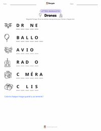 Aperçu de la feuille de travail imprimable Drones