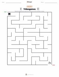 Videogames afdrukbare werkblad voorbeeld