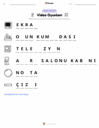 Video Oyunları yazdırılabilir çalışma sayfası önizlemesi