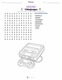Vista previa de la hoja de trabajo imprimible de Videojuegos