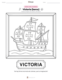 Vista previa de la hoja de trabajo imprimible de Victoria (barco)