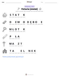 Podgląd drukowalnego arkusza ćwiczeń Victoria (statek)