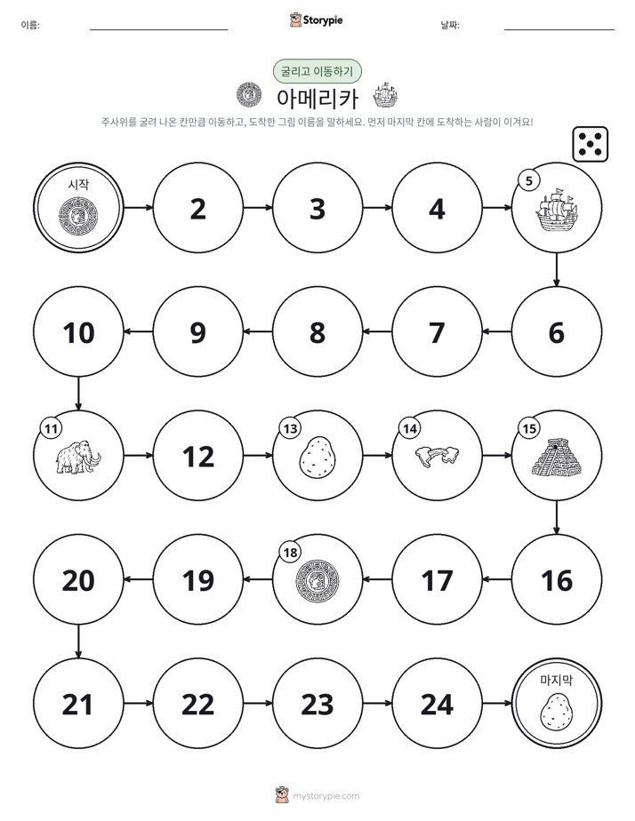 주사위 굴리고 이동하기 게임