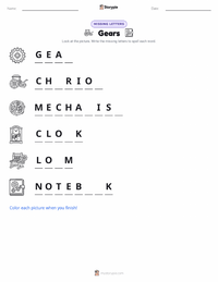 Gears printable worksheet preview