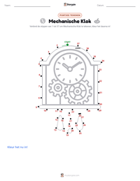 Mechanische Klok afdrukbare werkblad voorbeeld