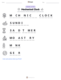 Mechanical Clock printable worksheet preview