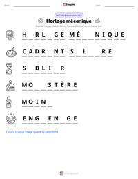 Aperçu de la feuille de travail imprimable Horloge mécanique