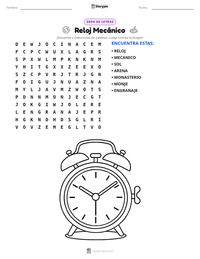 Vista previa de la hoja de trabajo imprimible de Reloj Mecánico