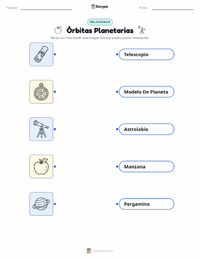 Hoja de trabajo imprimible de Órbitas Planetarias para niños