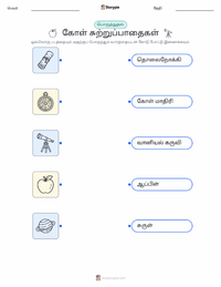 கோள் சுற்றுப்பாதைகள் குழந்தைகளுக்கான அச்சிடக்கூடிய வேலைப்பதிவு