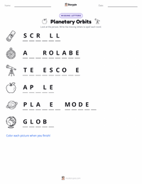 Planetary Orbits printable worksheet preview