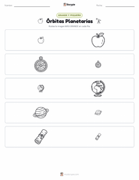 Vista previa de la hoja de trabajo imprimible de Órbitas Planetarias